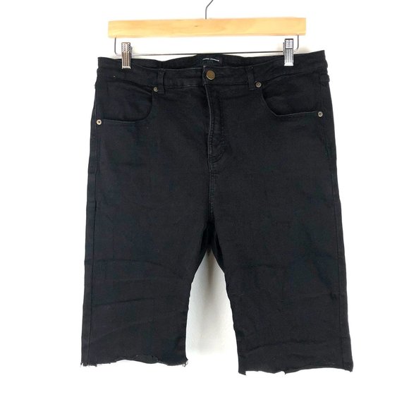 Universal Standard High-Rise Cut-Off Rolled Cuff Bermuda Shorts Black 18 - Picture 1 of 13